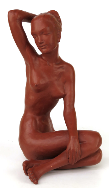 Okänd designer för Gmundner Keramik, figurin, terrakotta, sittande kvinna, 1950-tal, _23040a_lg.jpeg