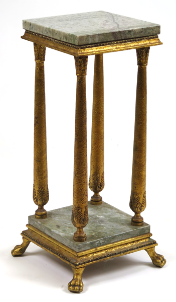 Piedestal, bronserat trä och stuck med dubbla marmorskivor, _23124a_8dab0ff8233e662_lg.jpeg