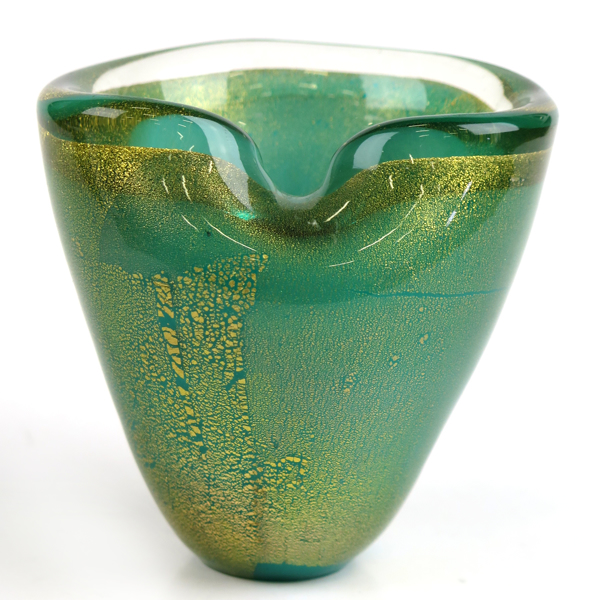 Okänd designer,, Murano, skål, klar glasmassa med inslag av grönt och guld_24604a_lg.jpeg