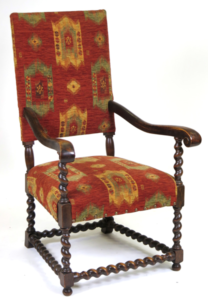 Länsstol, skuret och svarvat trä, barockstil, 1900-talets början, senare klädsel_24639a_8dad916af04772f_lg.jpeg