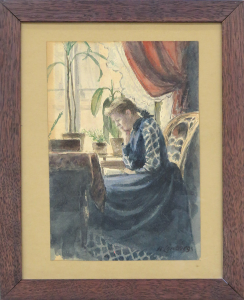 Lönborg, Harald, akvarell, porträtt av Karen Jörgensen, enligt påteckning utförd på 1890-talet, signerad, synlig pappersstorlek 25 x 17 cm_25205a_8daed8c17e02fd6_lg.jpeg