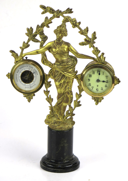 Bordsbarometer/ur, förgylld metall på serpentinsockel, sekelskiftet 1900, dekor av stående kvinna, h 30 cm_25385a_8daf891fac728f8_lg.jpeg