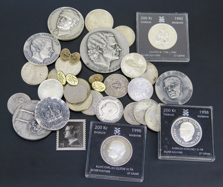 Parti mynt, medaljer, mm, silver, total vikt ca 900 gram_26232a_8db10ef10bd76c4_lg.jpeg