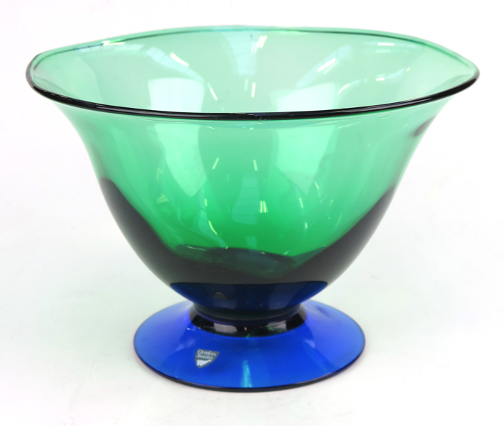 Lagerbielke, Erika för Orrefors, skål, grön och blå glasmassa, "Louise", design 1990, etikettsignerad och etsad signatur, dia 23 cm_26256a_lg.jpeg