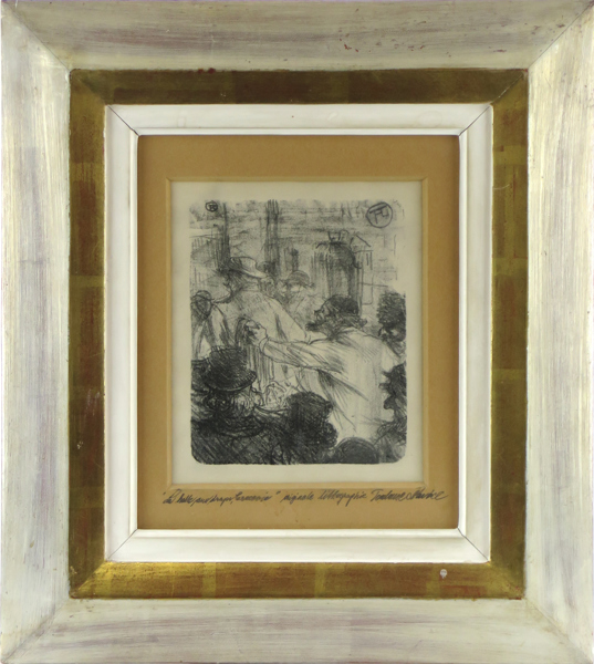 Toulouse-Lautrec, Henri de, litografi, "La Halle aux Draps, Cracovie", ur "Au Pied du Sinai" 1897, handsignerad med monogram samt signerad i stenen, 17,6 x 14,4 cm, litteratur: Delteil 244_26277a_8db1347669c63f8_lg.jpeg