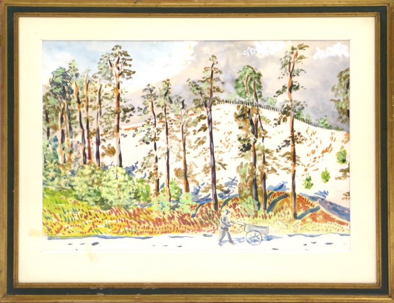 Grünewald, Iván, gouache, landskapsbild från Hagaparken, signerad och daterad 1937, synlig pappersstorlek 35 x 49 cm, G var son till Isaac Grünewald och Sigrid Hjertén_26676a_8db21679f914b74_lg.jpeg