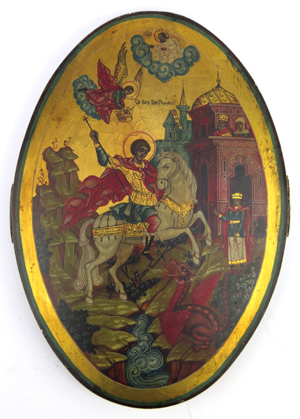 Ikon, äggoljetempera och guld på trä, 1900-tal, Sankt Mikael, oval 25 x 17 cm_27202a_8db2adeb0495e6a_lg.jpeg