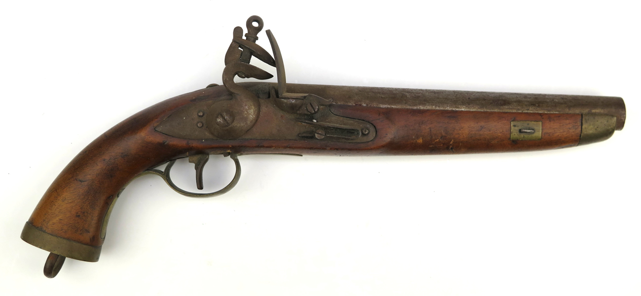Flintlåspistol, Napoleonkrigen, fransk M/1813 för Dragoner, helstock, pipa stämplad Liège, l 40 cm, bruksslitage_27343a_8db3cf5d062a311_lg.jpeg
