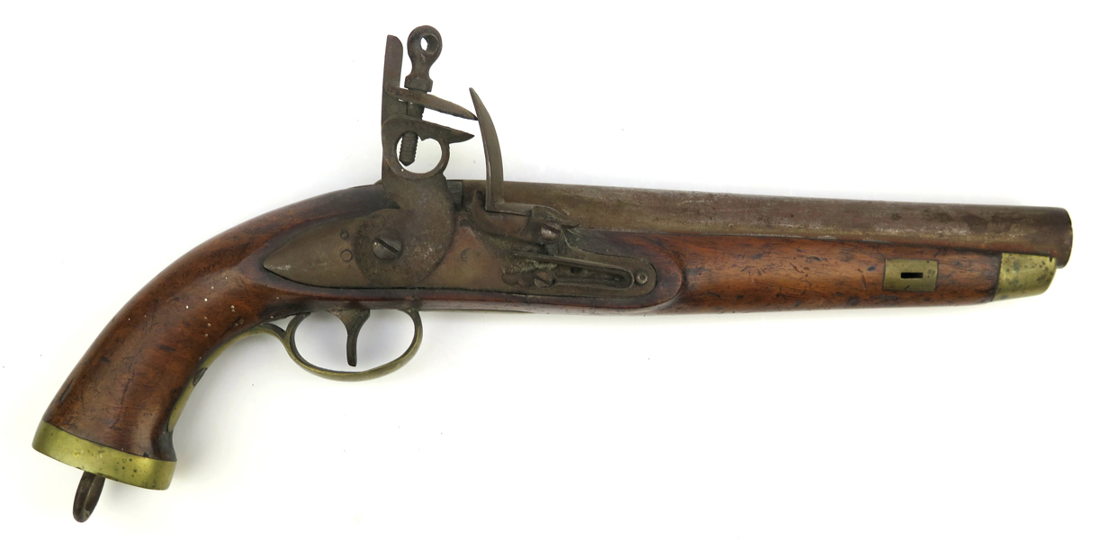 Flintlåspistol, Napoleonkrigen, fransk M/1813 för Dragoner, helstock, pipa stämplad Liège, l 40 cm, bruksslitage, stocksprint saknas_27344a_8db3cf5be277409_lg.jpeg