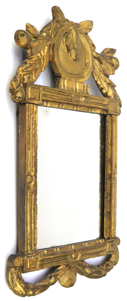 Spegel, skuret och förgyllt trä, Danmark, Louis XVI, 1700-talets slut, dekor av festoner, lagerguirlander mm, höjd 50 cm, smärre defekter_27469a_8db41a71bdd1513_lg.jpeg