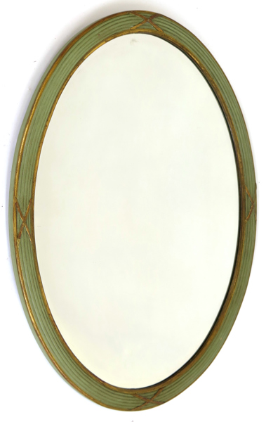Spegel, bemålat och bronserat trä, 1900-talets 1 hälft, oval, höjd 67 cm_27495a_8db42675c4558c5_lg.jpeg