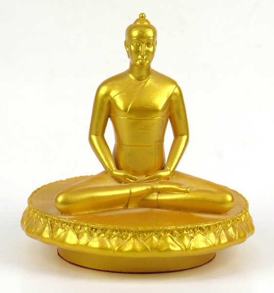 Okänd designer, skulptur, förgylld konstmassa. sittande Buddha, modern tillverkning, antagligen Thailand, höjd 19 cm_27607a_lg.jpeg