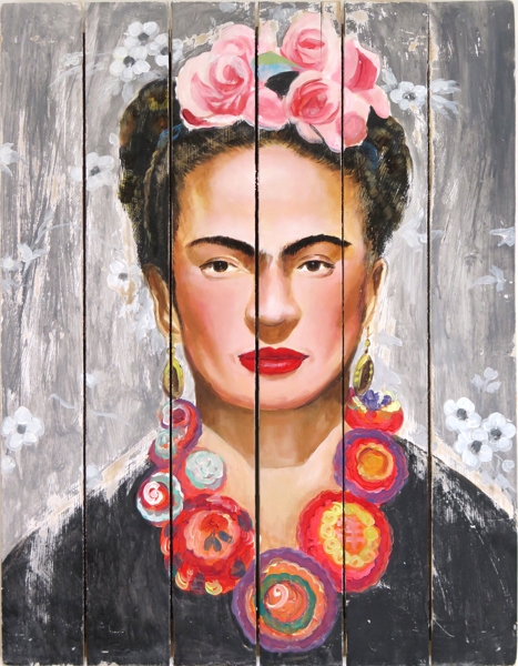 Okänd samtida konstnär, olja, porträtt av Frida Kahlo, 80 x 60 cm