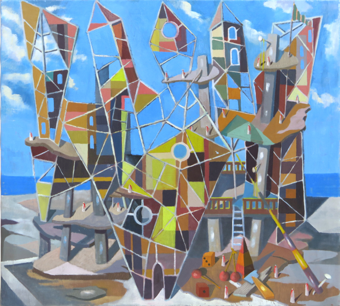Johansson, Lars, olja, Surrealistisk strandkomposition, 90 x 100 cm, stämplad från konstnärens minnesauktion_27622a_8db44cc72d5baac_lg.jpeg