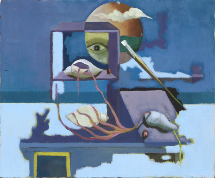 Johansson, Lars, olja, Surrealistisk komposition med öga och pensel, 50 x 61 cm, stämplad från konstnärens minnesauktion_27626a_8db44cc86105c04_lg.jpeg