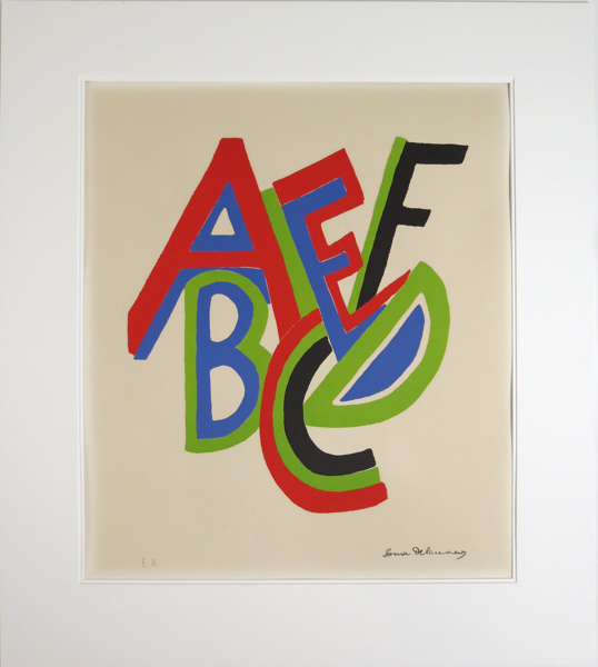 Delaunay, Sonia (efter henne?), färgserigrafi, "Alphabet", cirka 1970, 