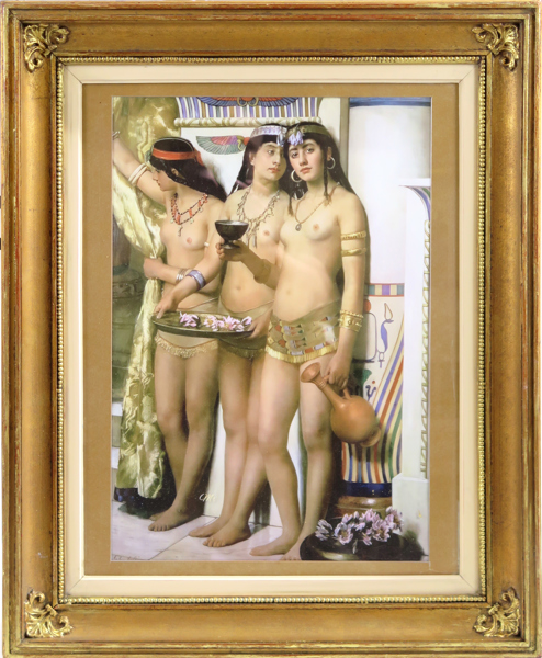 Collier, John, efter honom, gicléetryck, "Pharaohs Handmaids", efter original från 1883, synlig storlek 59 x 42 cm