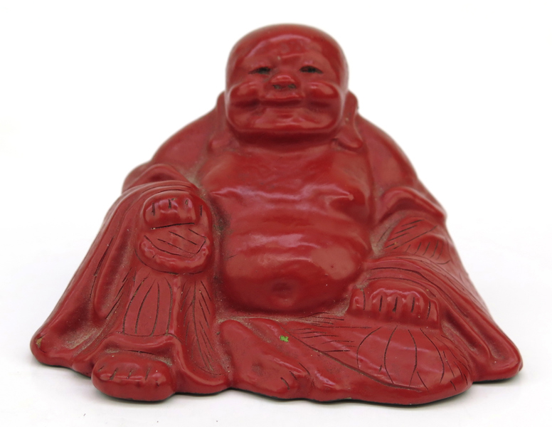 Skulptur, lackarbete, Kina, 1900-tal, sittande Buddha, höjd 5 cm