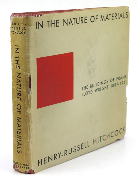 Bok: Hitchcock, Henry-Russell, "In the Nature of Materials: The Buildings of Frank Lloyd Wright 1887-1941", 3 upplagan 1942, ej genomgången, visst slitage