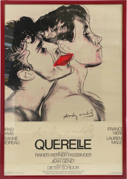 Warhol, Andy, efter honom, poster, "Querell", skapad för Rainer Werner Fassbinders film, synlig pappersstorlek 97x66 cm