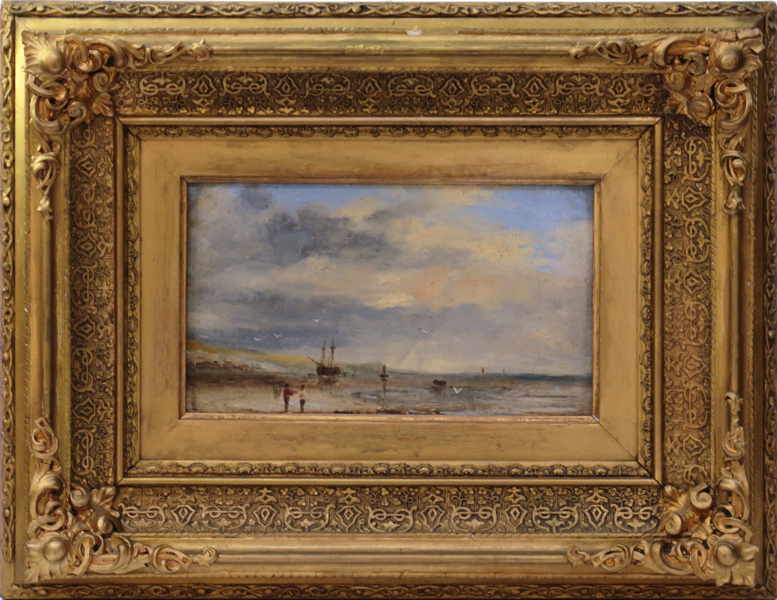 Okänd engelsk konstnär (Edwin Hayes?), 1800-talets mitt eller 2 hälft, olja, kustparti med fartyg, a tergo betecknad Ed Hayes, 20 x 29 cm_28552a_8db5ab454dce8c8_lg.jpeg