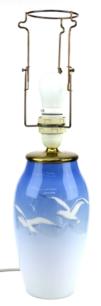 Vas / bordslampa, porslin, B&G, Blå Mås med guldkant, höjd 25 cm_28878a_lg.jpeg