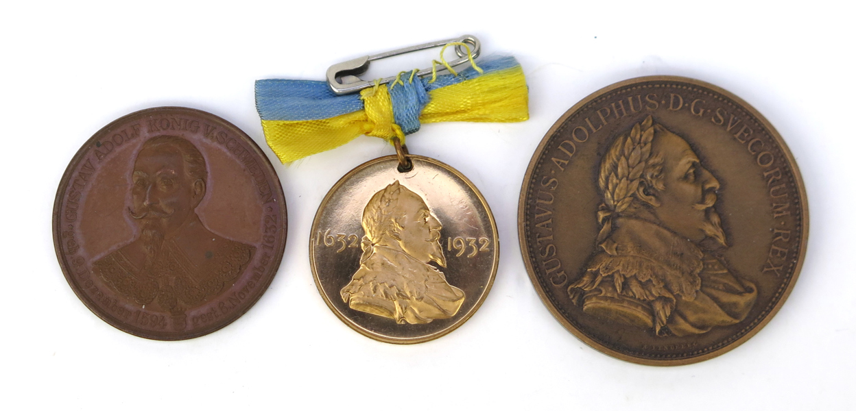 Medaljer, 3 st, Gustav II Adolf, bland annat 300 års födelsedag 1894, diameter 25-40 mm_28936a_8db67fe4bcd8702_lg.jpeg