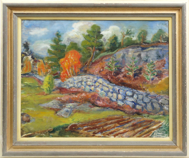 Hamrén, Bengt, olja, landskap, signerad, a tergo skiss, 58 x 72 cm