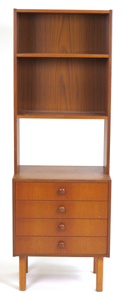 Okänd designer, 1960-tal, hyllmöbel, teak,  4 lådor, bredd 55 cm, smärre defekter