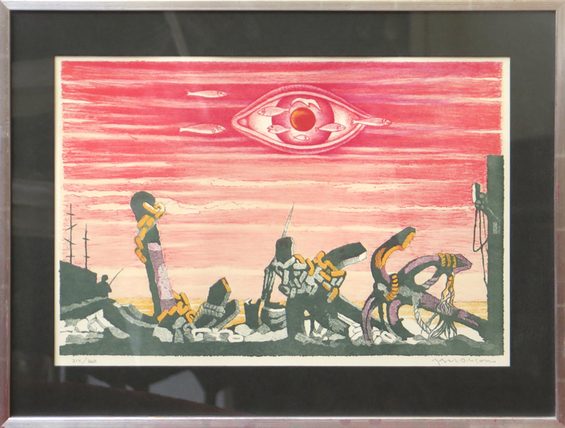 Olson, Axel, färglitografi, "Röd kväll", ur mappen 1967-68, signerad och numrerad 214/260, synlig pappersstorlek 35 x 51 cm_29228a_lg.jpeg