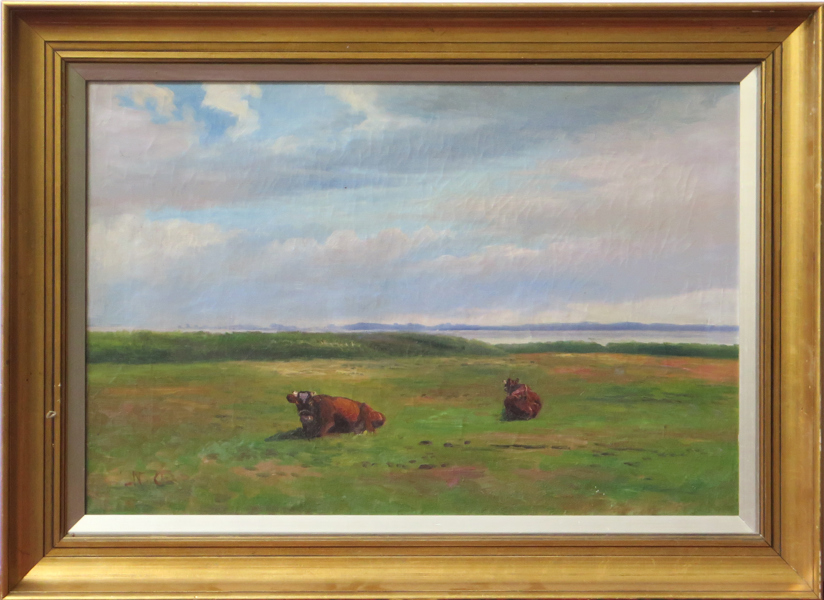 Christiansen, Niels, olja, kor i landskap, signerad, 41 x 62 cm