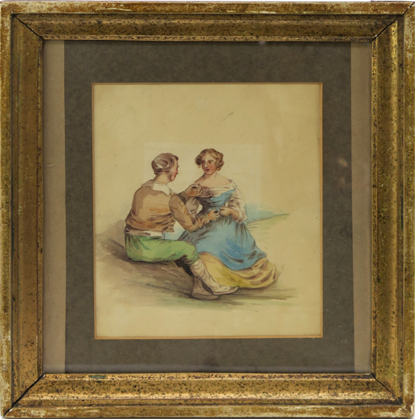 Okänd engelsk (?)konstnär, 1800-tal, akvarell, samtalande par, synlig pappersstorlek 21 x 18 cm_29322a_8db7168f4b5c177_lg.jpeg