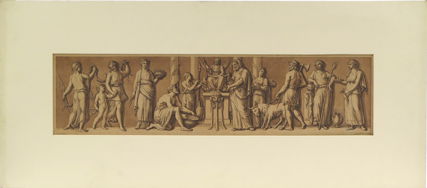 Bortolozzi, Francesco efter Cipriani, Giovanni Battista, akvatint och linjeetsning, "A sacrifice to Jupiter" 1777,synlig pappersstorlek  16 x 51 cm_29325a_8db7169bea7db61_lg.jpeg