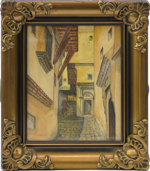 Okänd konstnär, akvarell, "Kamelgata i TunisS, signerad Harry 1937, synlig pappersstorlek 19 x 15 cm_29344a_8db719533e8aaf2_lg.jpeg