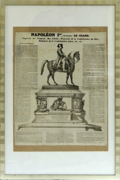 Minnesplansch, Napoleon I, kallad Den Store, ed Bouqin 1852, pappersstorlek 54 x 44 cm