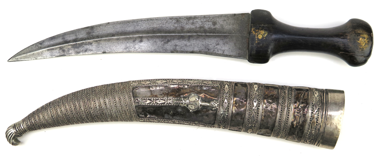 Kindjal, smide och trä i silver(?)balja, möjigen Kaukasus, 18-1900-tal, total l 42 cm _29524a_8db726d02df9a62_lg.jpeg