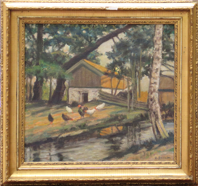 Berlow, Håkon, olja, lantgård med höns, motiv från Botne, 51 x 55 cm_29769a_8db74ae903540a1_lg.jpeg