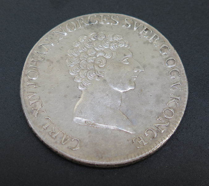 Silvermynt, 1 Speciedaler (9 1/4 Stycken, 1 Mark Fin Silver) Karl XIV Johan, Norge 1821_29817a_8db7ba46a3ffb40_lg.jpeg
