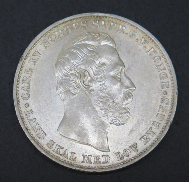 Silvermynt, 1 Speciedaler, Karl XV, Norge 1869, liten kantskada_29835a_8db7ba590e963ee_lg.jpeg