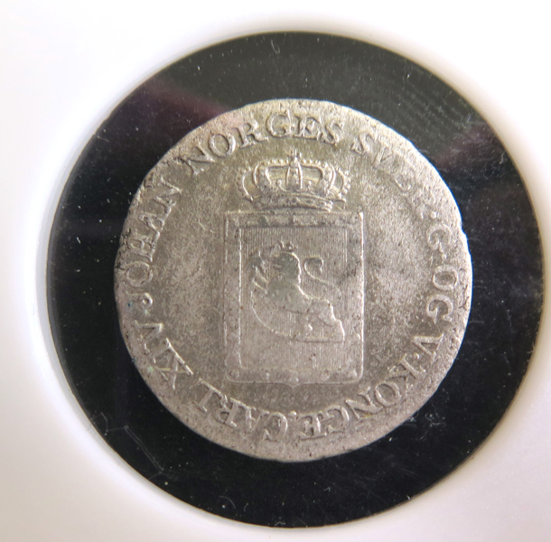 Silvermynt, 4 Skilling, Karl XIV Johan, Norge 1825, lätt korroderat_29895a_8db7d667368c126_lg.jpeg