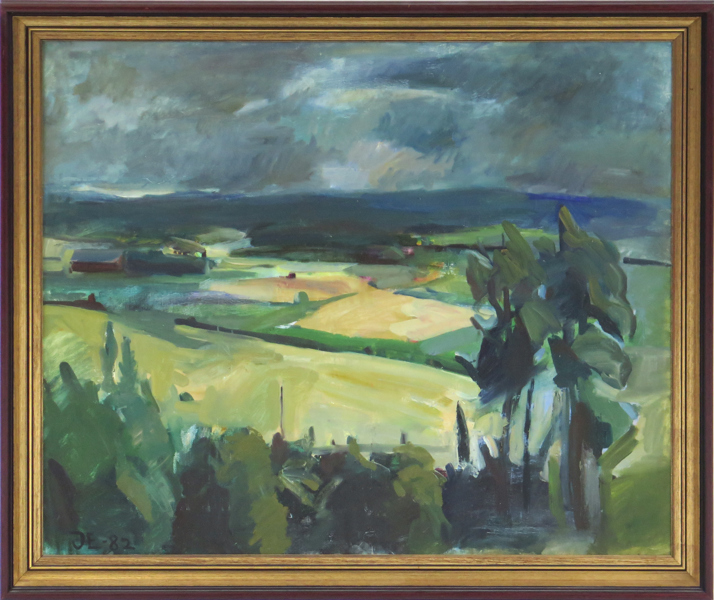 Ellborg, Jonas, olja, "Landskap, Vare" (Varberg), signerad och daterad -82, 66 x 78 cm