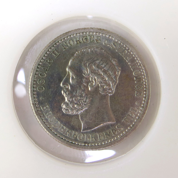 Silvermynt, 50 Öre, Norge Oskar II, 1880