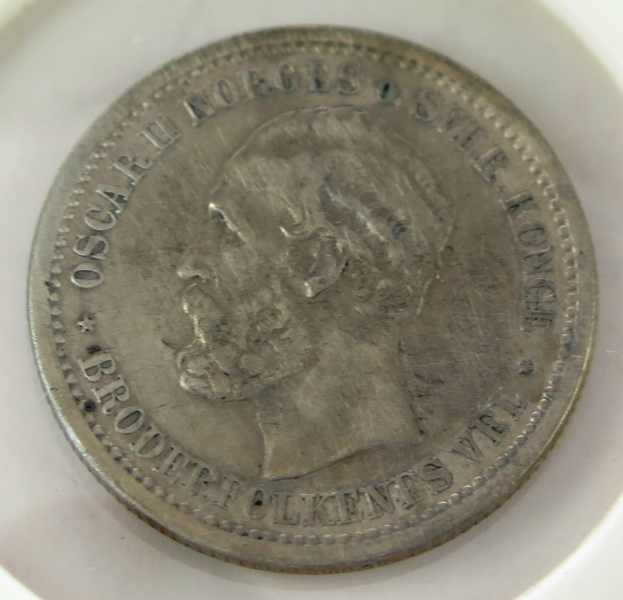 Silvermynt, 1 Krone, Norge Oskar II, 1882