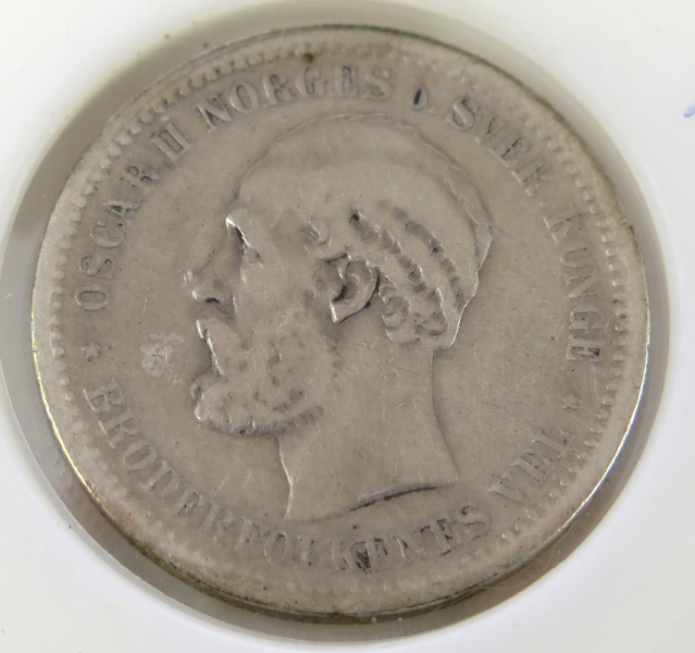 Silvermynt, 1 Krone, Norge Oskar II, 1888