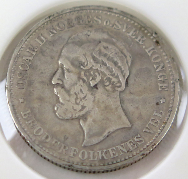 Silvermynt, 2 Kroner, Norge Oskar II, 1885