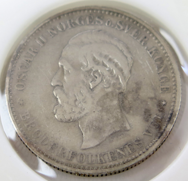 Silvermynt, 2 Kroner, Norge Oskar II, 1887