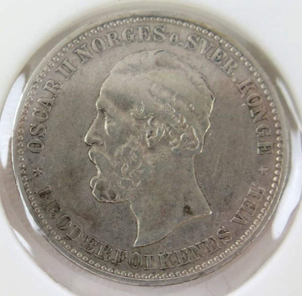 Silvermynt, 2 Kroner, Norge Oskar II, 1893