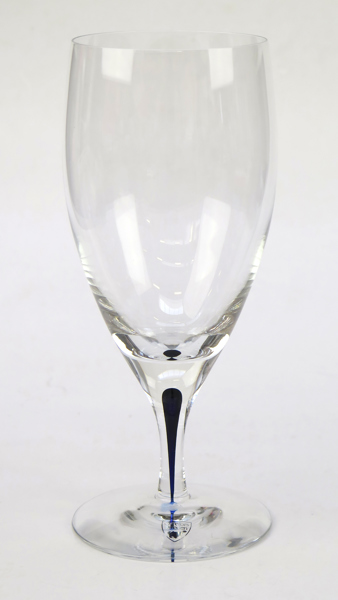 Lagerbielke, Erica för Orrefors, ölglas, 6 st, delvis blå glasmassa, "Intermezzo", design 1986, framstår oanvända i originalförpackning, h 19,5 cm