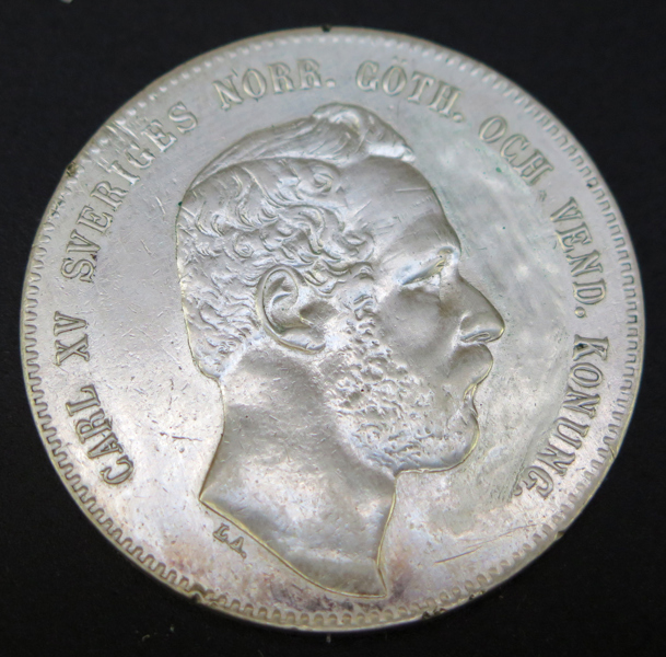 Silvermynt, 4 Riksdaler Riksmynt, Karl XV 1871, uppgraverad