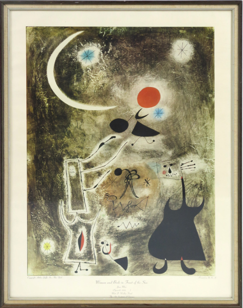 Miró, Juan efter honom, kollotyp, "Woman and Bird in Front of the Sun", ed Arthur Jaffe New York, synlig pappersstorlek 53 x 39 cm